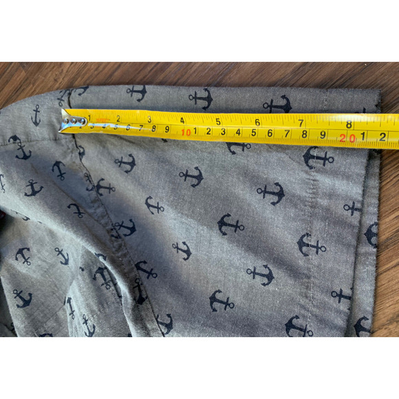 Sunday Work Clothes Shirt Mens Large Button Up Nautical Anchor Collared Shirt - Picture 11 of 11